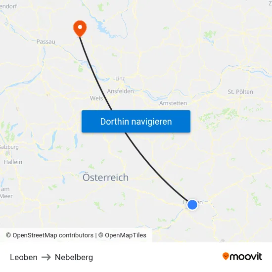 Leoben to Nebelberg map