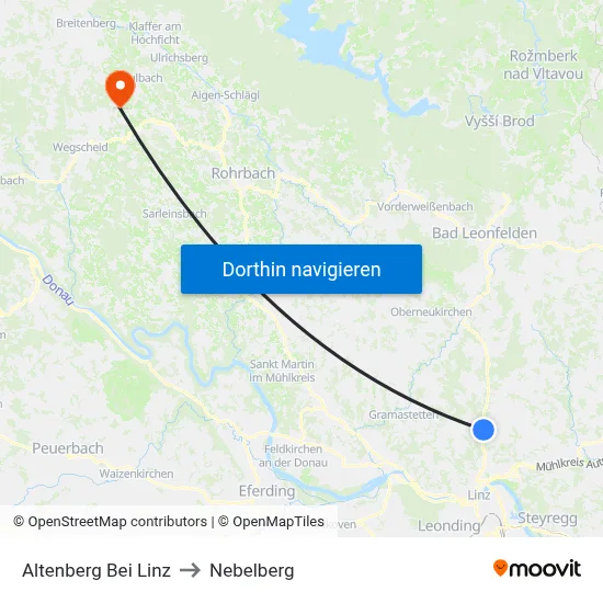 Altenberg Bei Linz to Nebelberg map