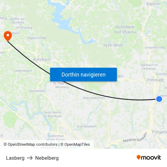 Lasberg to Nebelberg map
