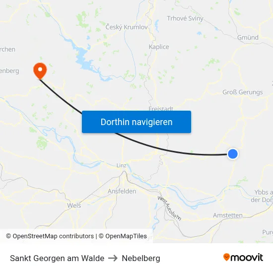 Sankt Georgen am Walde to Nebelberg map