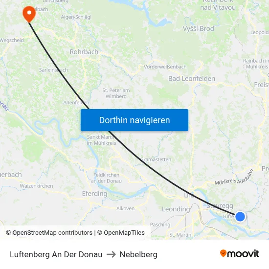 Luftenberg An Der Donau to Nebelberg map
