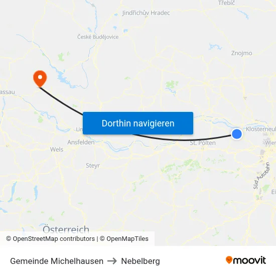 Gemeinde Michelhausen to Nebelberg map