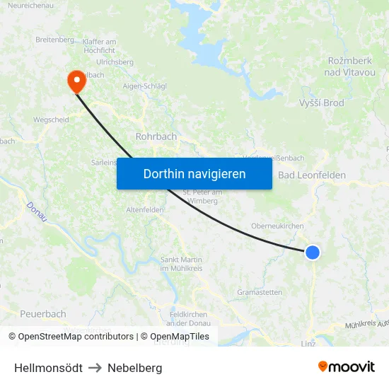 Hellmonsödt to Nebelberg map