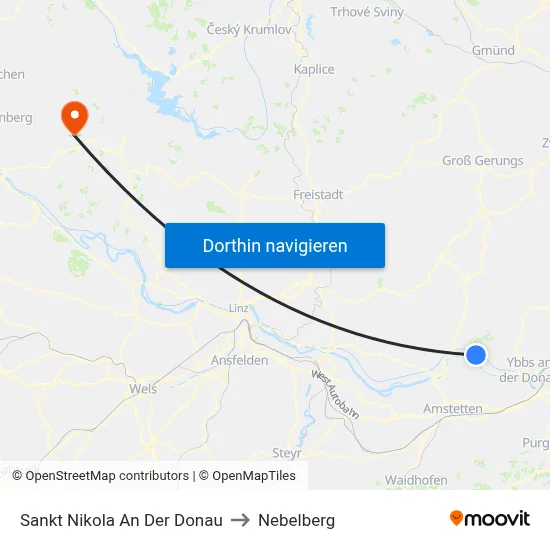 Sankt Nikola An Der Donau to Nebelberg map