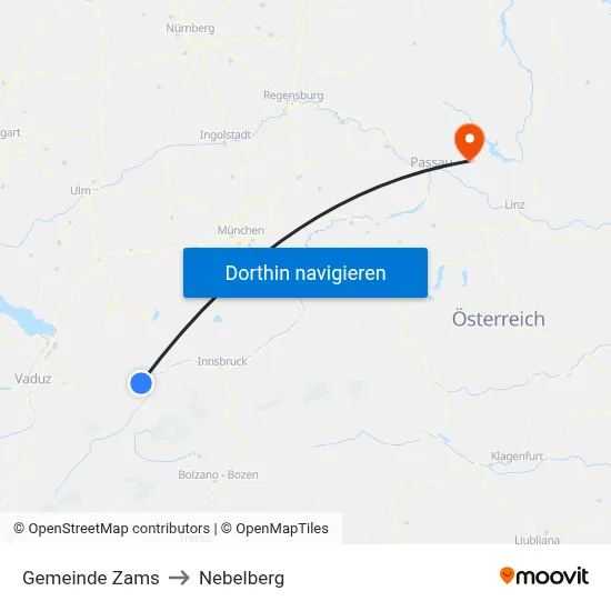 Gemeinde Zams to Nebelberg map