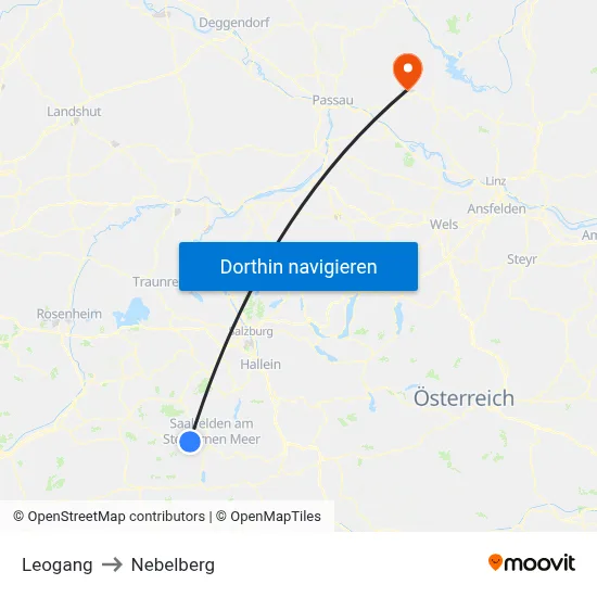 Leogang to Nebelberg map