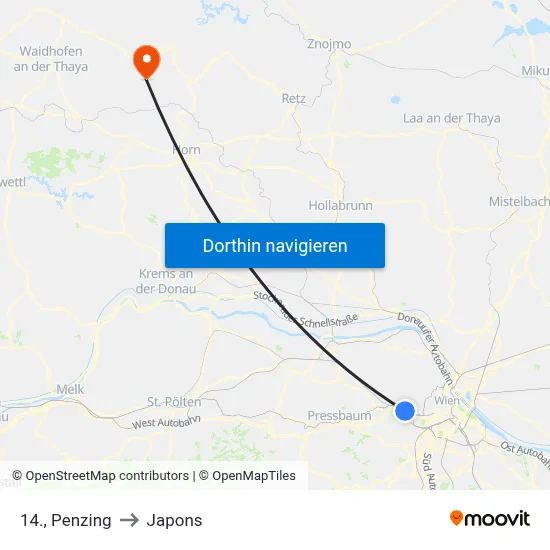 14., Penzing to Japons map