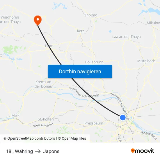 18., Währing to Japons map