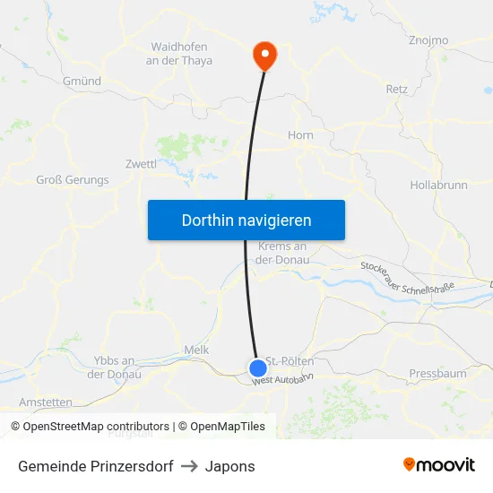 Gemeinde Prinzersdorf to Japons map