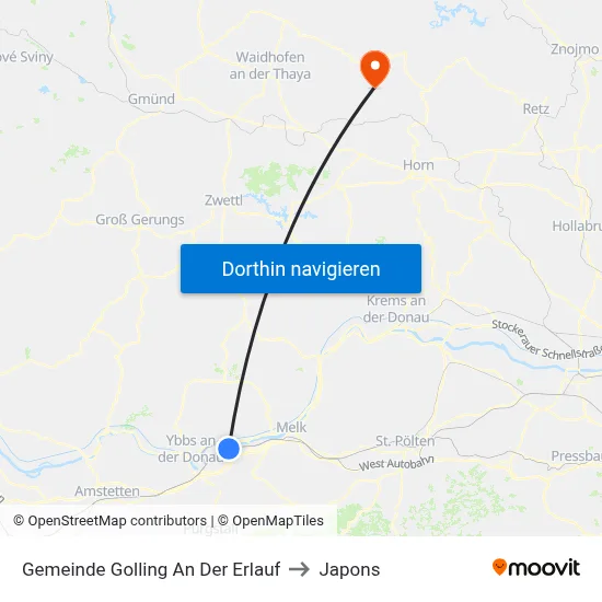 Gemeinde Golling An Der Erlauf to Japons map
