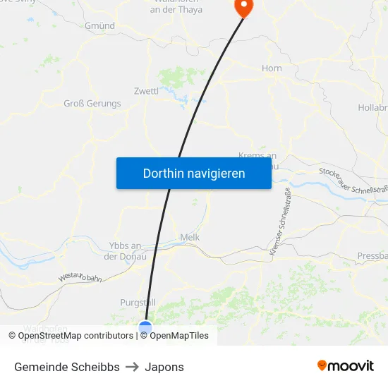 Gemeinde Scheibbs to Japons map