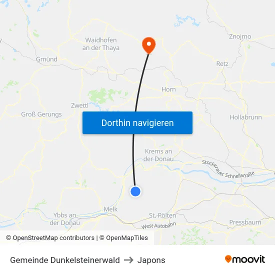 Gemeinde Dunkelsteinerwald to Japons map