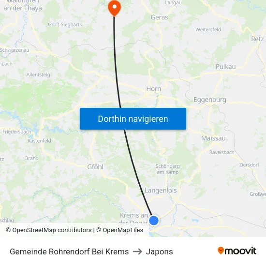 Gemeinde Rohrendorf Bei Krems to Japons map