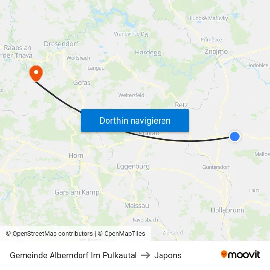 Gemeinde Alberndorf Im Pulkautal to Japons map