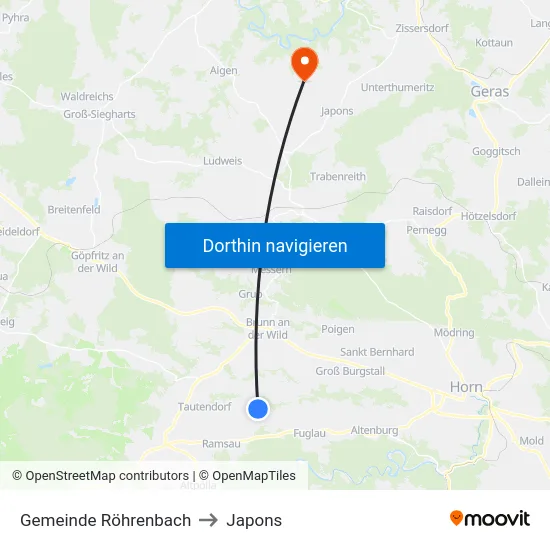 Gemeinde Röhrenbach to Japons map