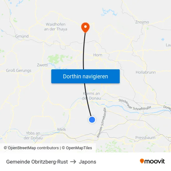 Gemeinde Obritzberg-Rust to Japons map