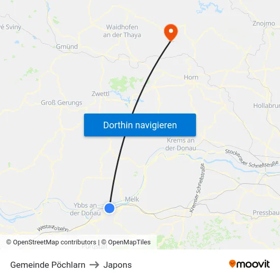 Gemeinde Pöchlarn to Japons map