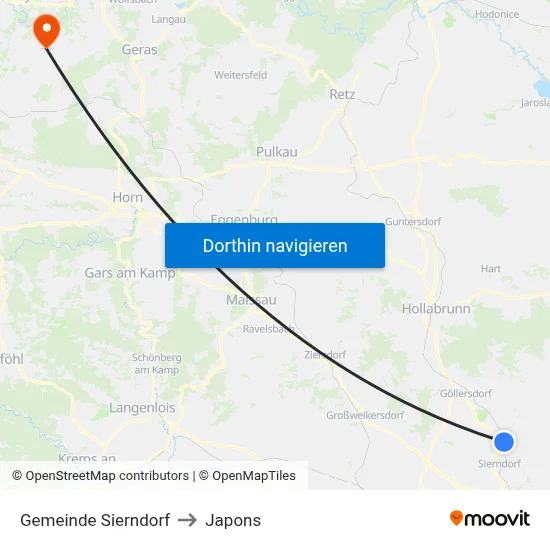 Gemeinde Sierndorf to Japons map