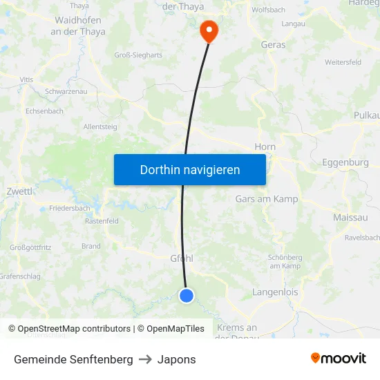 Gemeinde Senftenberg to Japons map