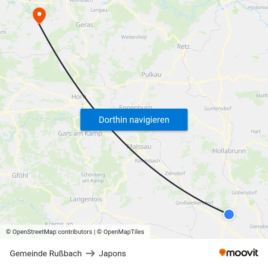 Gemeinde Rußbach to Japons map