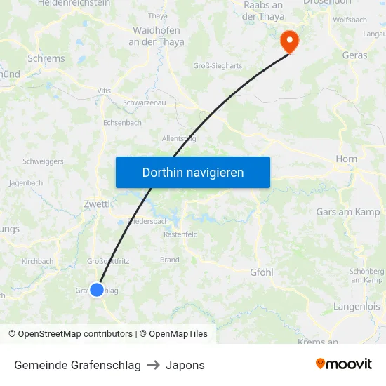 Gemeinde Grafenschlag to Japons map