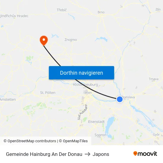 Gemeinde Hainburg An Der Donau to Japons map