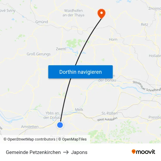 Gemeinde Petzenkirchen to Japons map