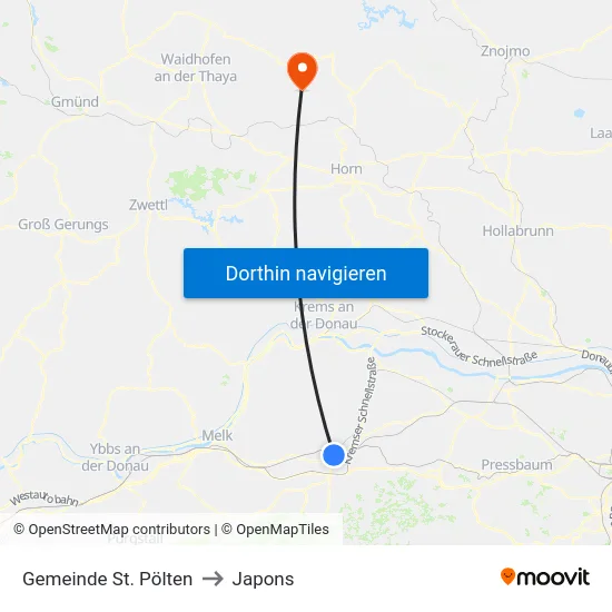 Gemeinde St. Pölten to Japons map