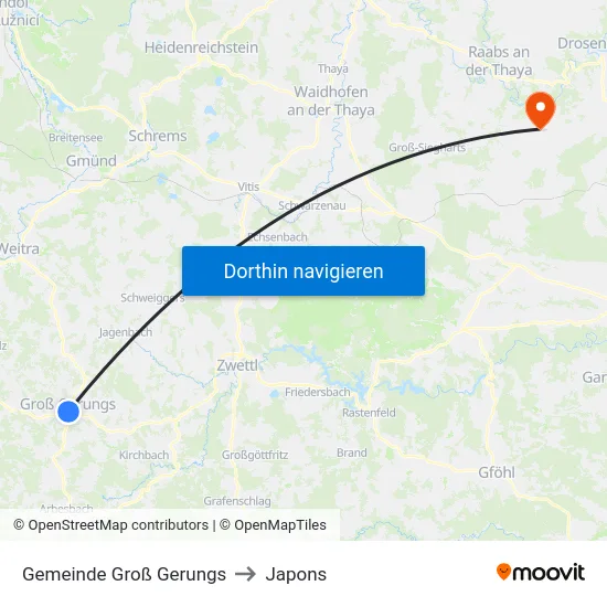 Gemeinde Groß Gerungs to Japons map