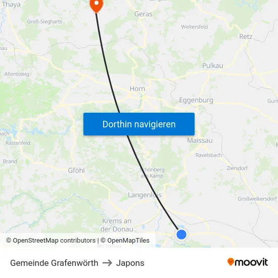 Gemeinde Grafenwörth to Japons map