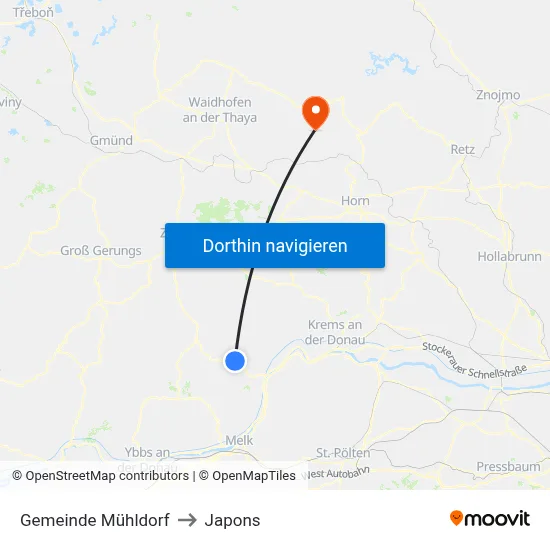 Gemeinde Mühldorf to Japons map