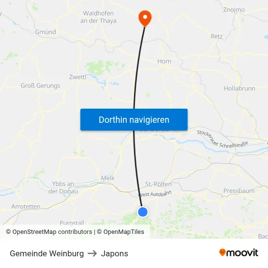 Gemeinde Weinburg to Japons map