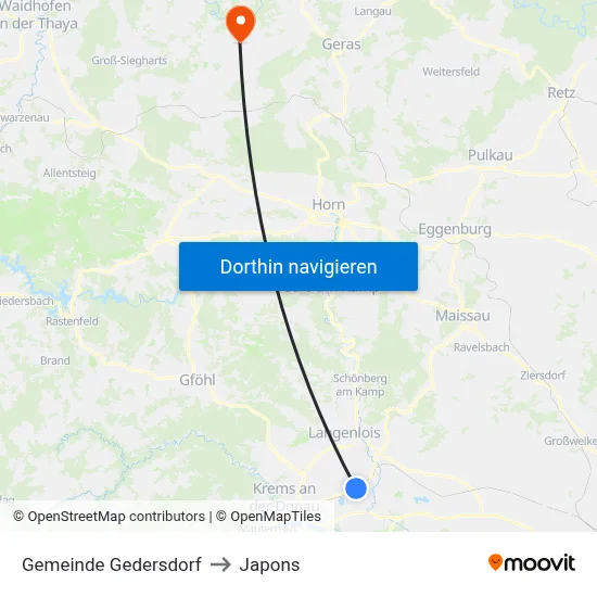 Gemeinde Gedersdorf to Japons map