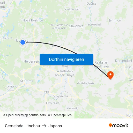Gemeinde Litschau to Japons map