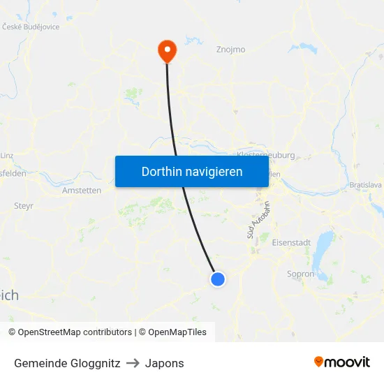 Gemeinde Gloggnitz to Japons map