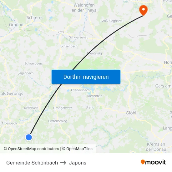 Gemeinde Schönbach to Japons map