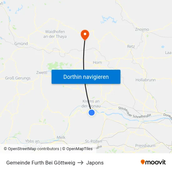Gemeinde Furth Bei Göttweig to Japons map