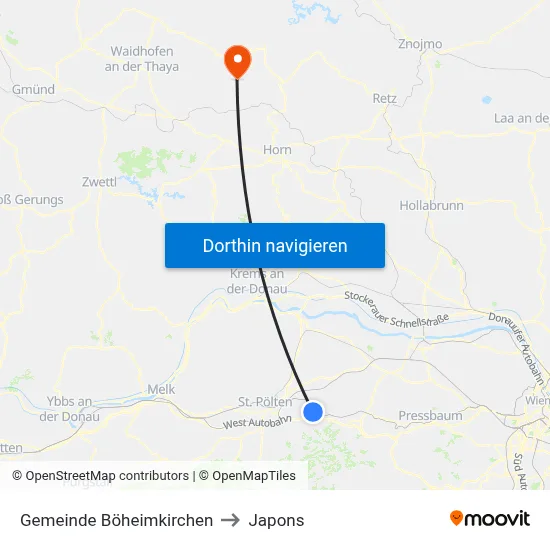 Gemeinde Böheimkirchen to Japons map