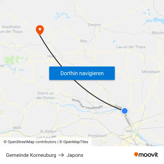 Gemeinde Korneuburg to Japons map