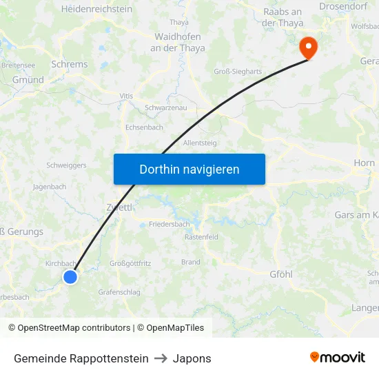 Gemeinde Rappottenstein to Japons map