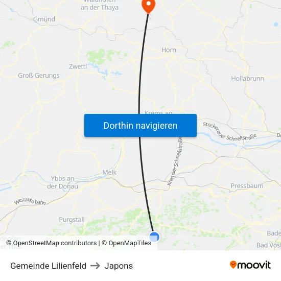 Gemeinde Lilienfeld to Japons map