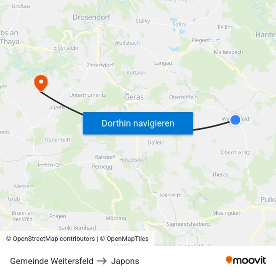 Gemeinde Weitersfeld to Japons map