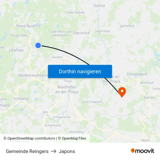 Gemeinde Reingers to Japons map