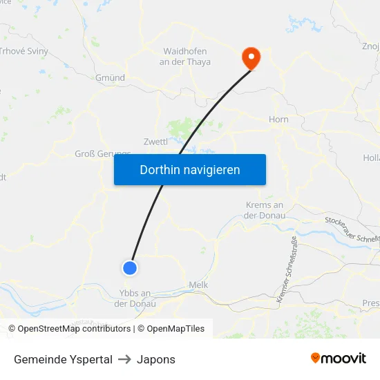 Gemeinde Yspertal to Japons map