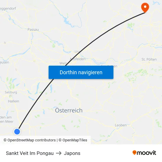 Sankt Veit Im Pongau to Japons map