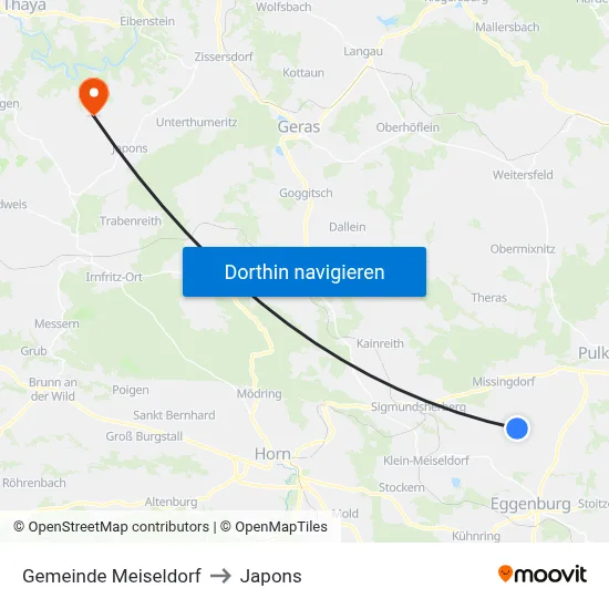 Gemeinde Meiseldorf to Japons map