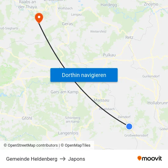 Gemeinde Heldenberg to Japons map