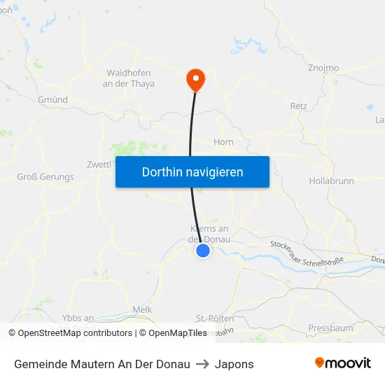 Gemeinde Mautern An Der Donau to Japons map