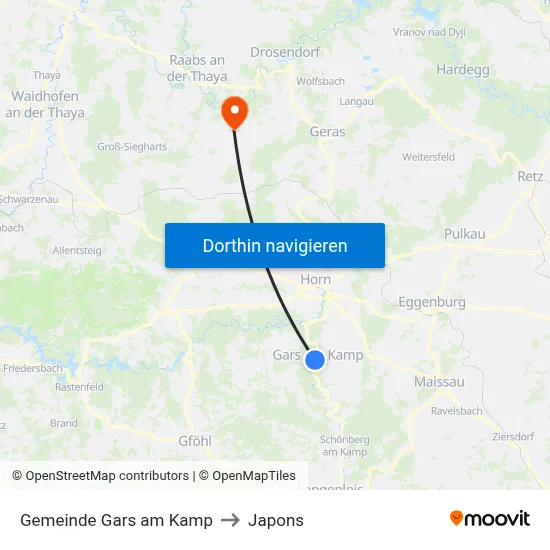 Gemeinde Gars am Kamp to Japons map