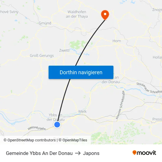 Gemeinde Ybbs An Der Donau to Japons map